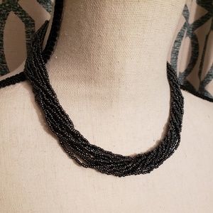 Metallic black beaded necklace